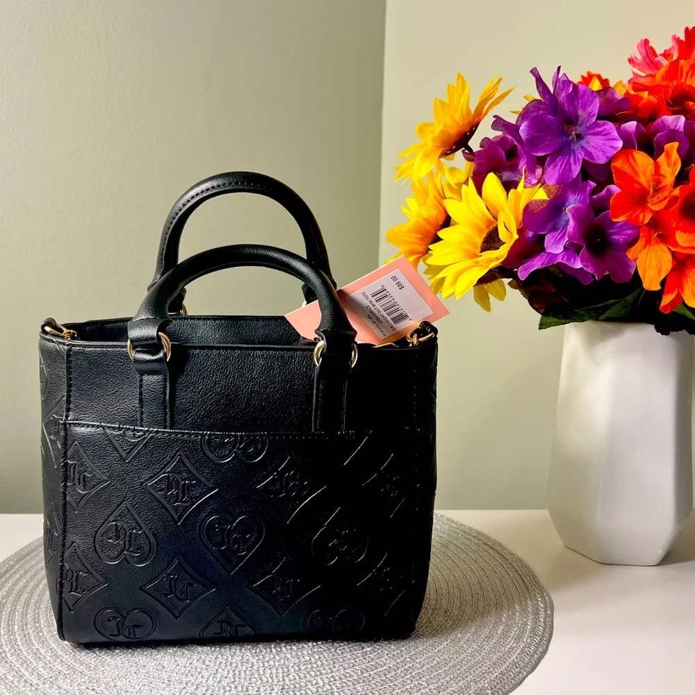 NWT Juicy Couture Black Mini Satchel Crossbody with Embossed Design 🖤